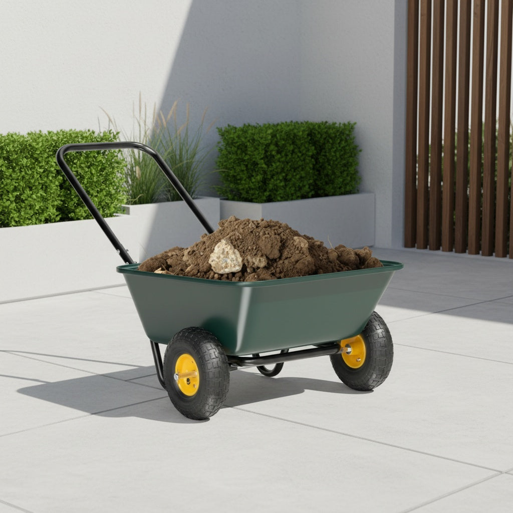 BONNLO Heavy-Duty 300LBS -Terrain Utility Cart with Single-Direction Wheels & Tailer - Portable Poly Dump Wagon Suitable for Garden, Farm, Grocery,, Lawn Care - Multiuse Vehicle for Cargo Transport