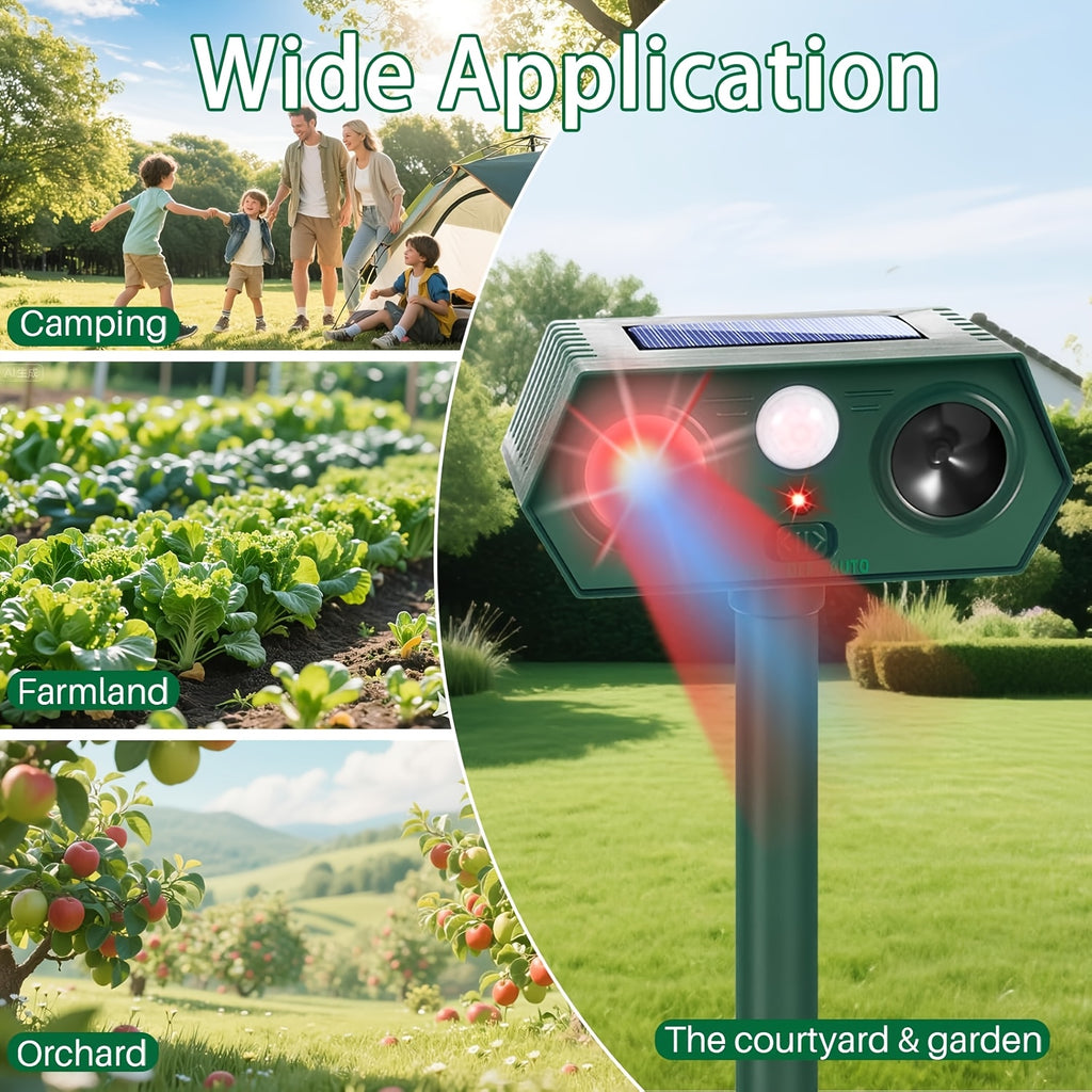 2pcs Solar-Powered Rodent Repellent Devices, Suitable for Outdoor Rodent Repellents, IP44, Equipped with PIR Motion Sensor And LED Flashlight. Squirrel Repellent Device, Suitable for Raccoons, Rabbits, Deer, And Skunks