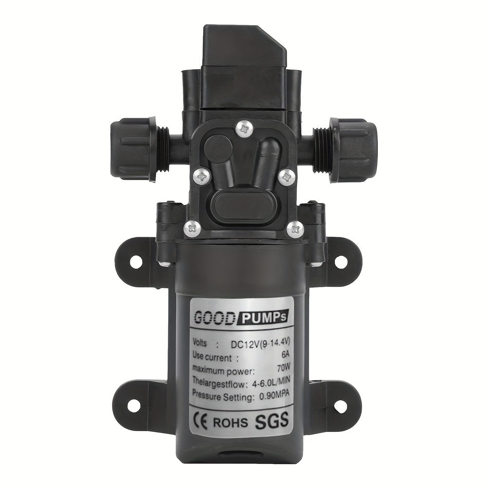 12V High-Pressure Self-Priming Diaphragm Water Pump - 130PSI/6LPM Automatic Switch, Durable ABS Material, Ideal For Car Wash, Tap Water Pressurization, Fish Tank, Bath, And More - 6.45in Length, Compact Design