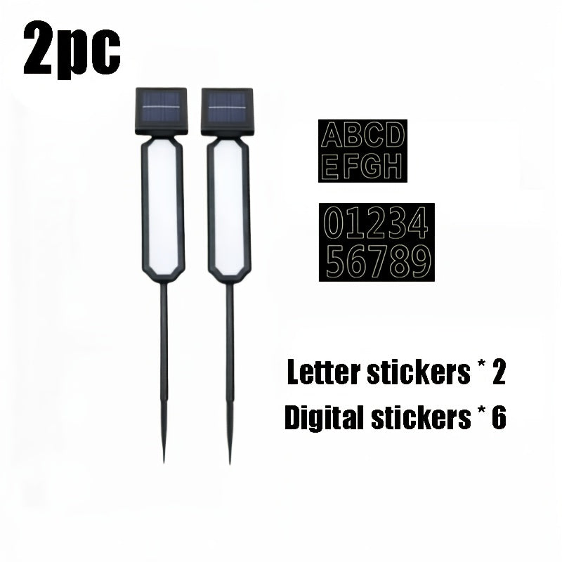 1/2pcs, Outdoor Solar Sign Light, Ground Insert Lawn Light, No Wiring Required, Automatically Lights Up At Night, IP44, Address Sign, Suitable For Homes, Mailboxes, Factories And Commercial Areas, Outdoor Christmas Gardens