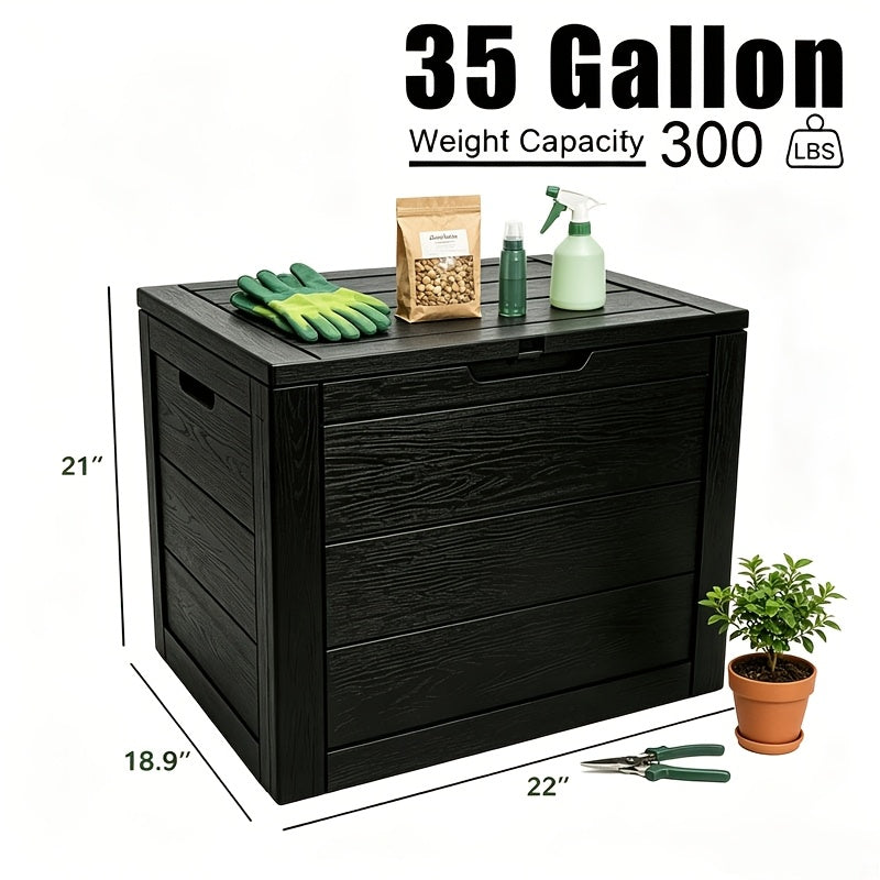 75 Gallon Outdoor Storage Box with Lockable Flip-Top Lid & Portable Handle/Wheel System Suitable for Pool Deck Box, Shed Container, Parcel Delivery Unit, Easy Assembly Plastic Cabinet for, Terrace, Holiday Gifts (Grey//), Box,Cabinet,Rack for Outdoor