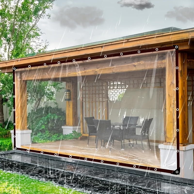 Clear Waterproof Tarps(increase Grommets, Windproof Rope +Ties)Poly Tarpaulin Outdoor Garden Rainproof Covering, Clear Vinyl Tarp with Patio, for Covering Henhouse Porch Canopy Plant Camping
