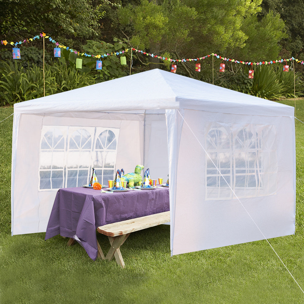 10x10ft White 4-side/3-side/No cloth Awning PE cloth Plastic-sprayed iron pipe Spiral pipe