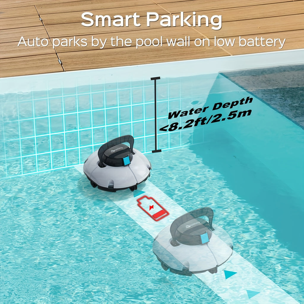 Swimming Pool Robot Vacuum Cleaner, Transparent Designed Pool Vacuum Cleaner with Strong Suction Power, Suitable for Flat Swimming Pools Over 35 Feet, Powerful And Long-Lasting