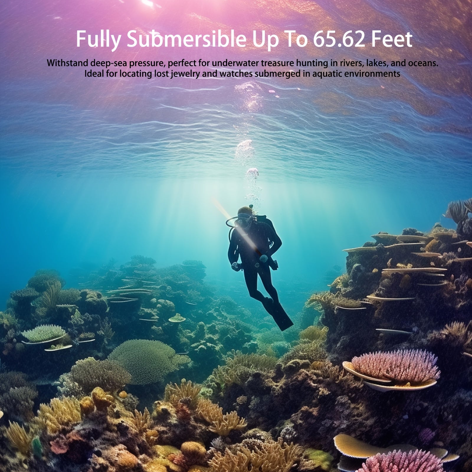 Underwater Metal Detector Submersive IP68 Fully Waterproof Metal Detector for Adults Under Water 100ft, Can detect All Metals with Large Coil, Accurate and Precise