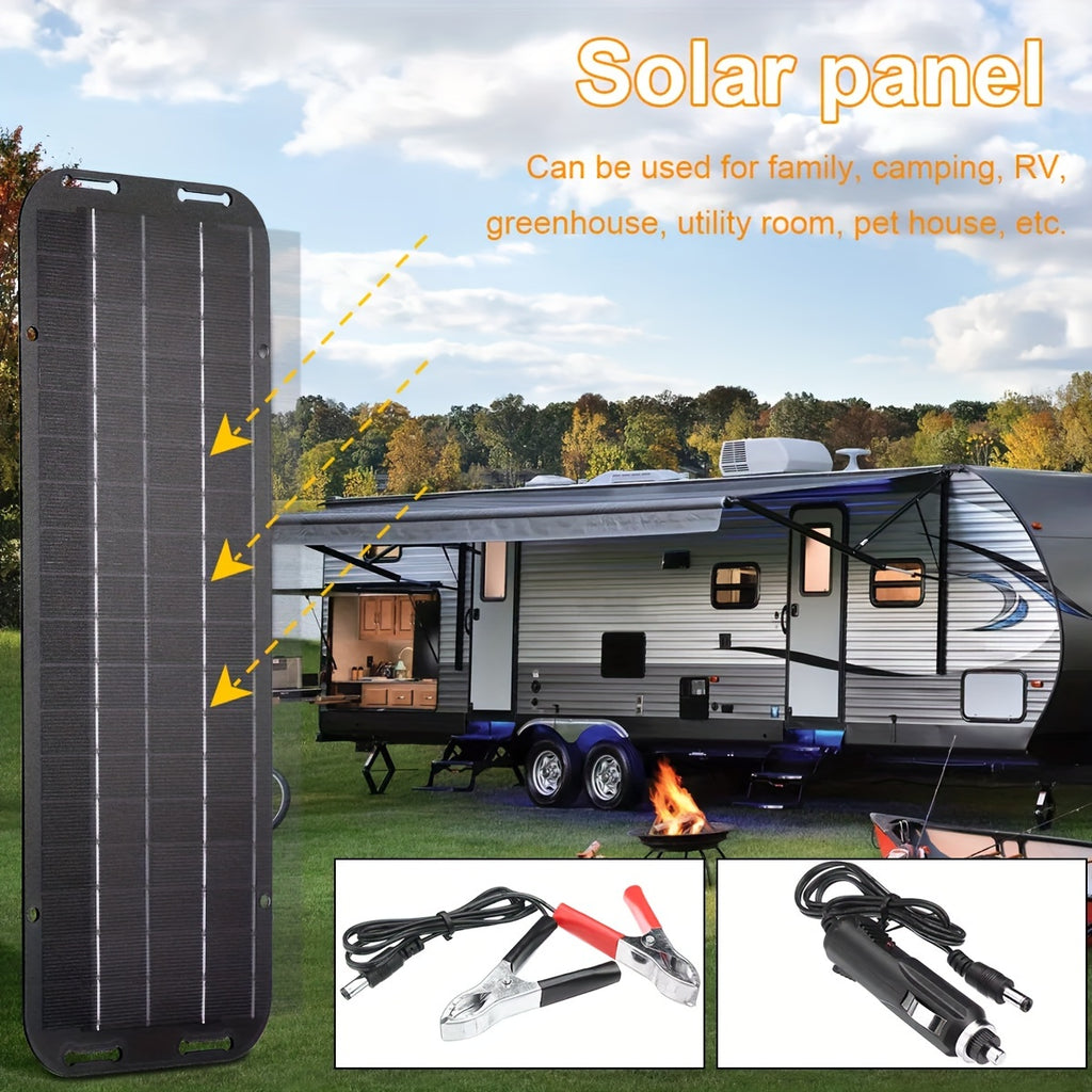 Portable 30W Solar Panel IP65 12V Solar Battery Charger Kit, Trickle Charger Maintainer for Camping Outdoor Home Car RV Boat Marine Trailer Automotive
