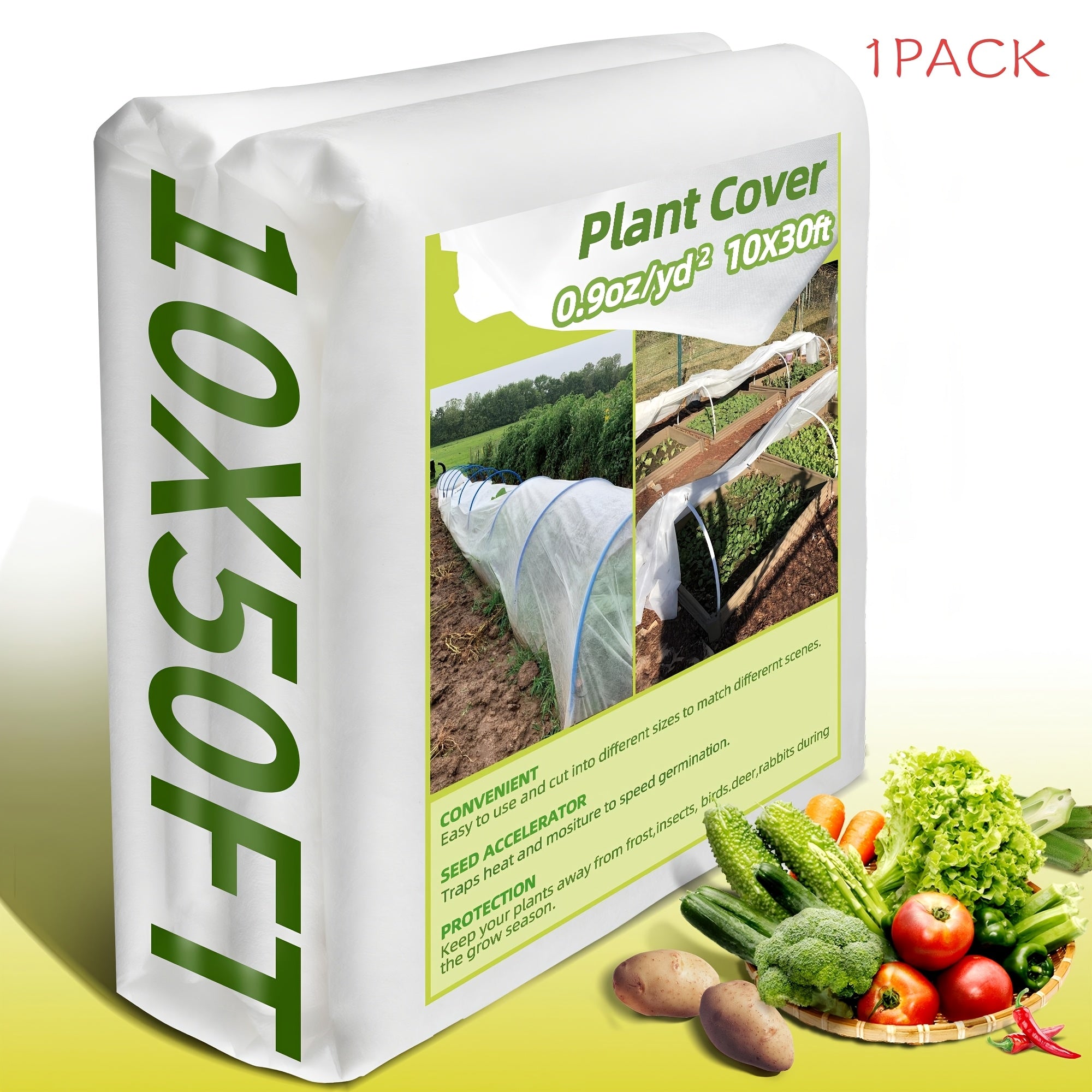 1/3/5/10pcs 10x50ft Plant Covers, Freeze Protection Frost Cloth for Winter, 0.9oz/yd² Reusable Frost Blankets for Floating Plants, Row Covers for Outdoor Vegetables Season Extension