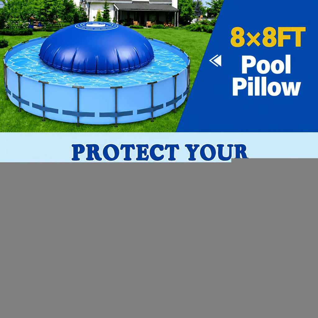 8 X 8ft Pool Pillows for Above Ground Pool, 0.5mm Thick PVC Cold-Resistant Pool Cover Air Pillow with 49.2ft Rope, Winterizing Ice Equalizer Inflated Closing Winter Kit for Supporting Pool Cover