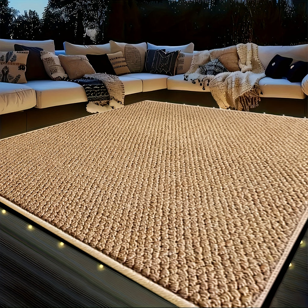 1 Extra-Large Outdoor Mat - Thick Artificial Turf & Coconut Coir Blend, Durable & Machine-Washable (100% Polyester). Perfect for Patios, Camping, Gardens, Poolside. Natural Summer Aesthetic for Sunny Patio Decor.