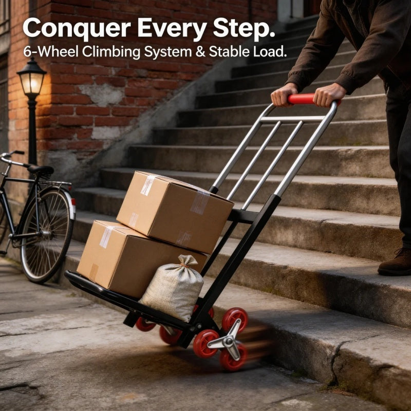 Portable Heavy-Duty Gardening Folding Cart | Equipped with Adjustable Buckles, Climbing Wheels, and Portable Lifting Function, Triangular Wheel Design, Easy to Store and Fold, High Load Capacity, Very Suitable for Transporting Heavy Items up and Down
