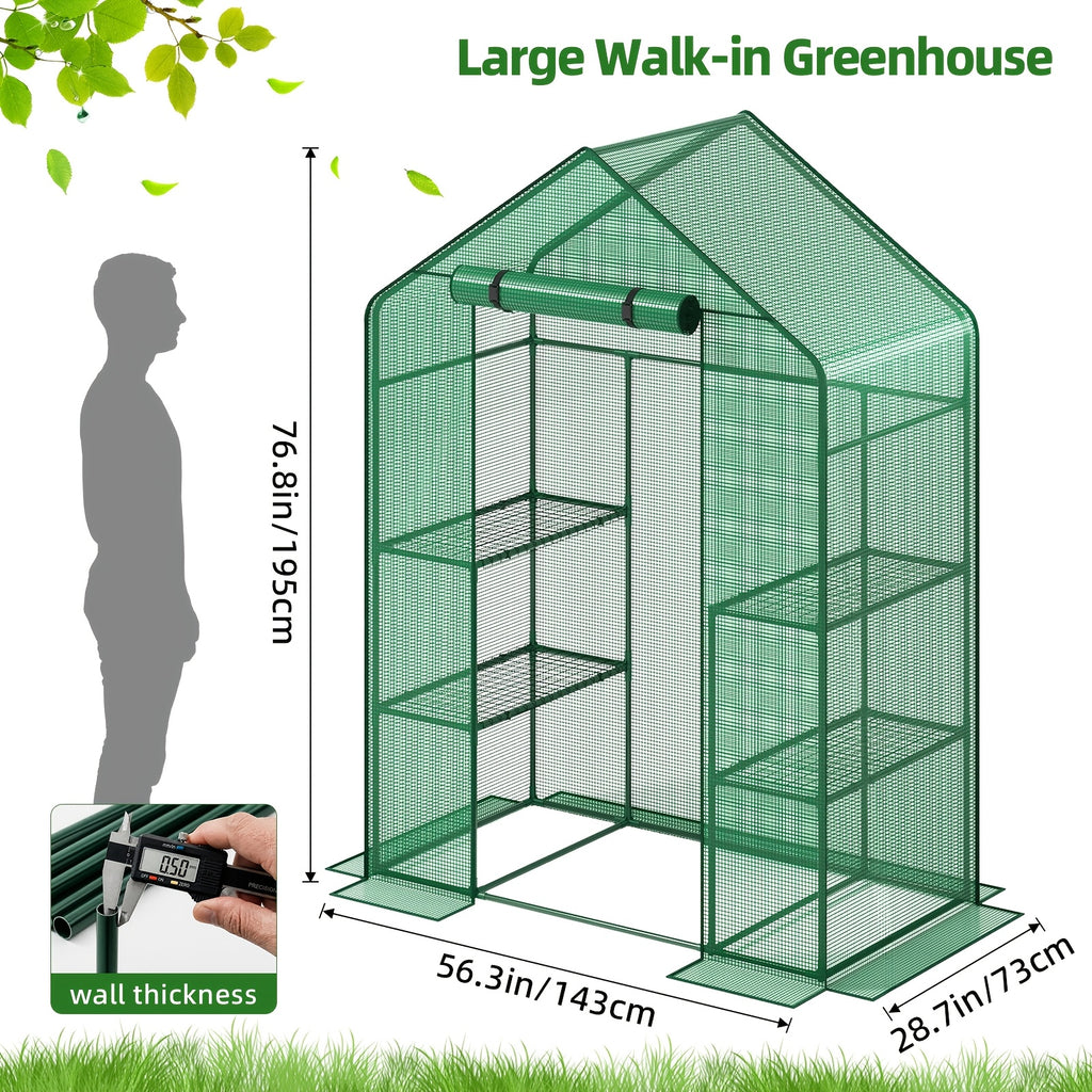 3/4-Layer Iron Framed Garden Greenhouse With PE Cover, Greenhouse For Indoor Outdoor, Small Plastic Plant Green House Rack Stand Portable Greenhouses With Durable PE Cover For Seedling, Ideal Gardening Deco, White/Green, For Halloween And Christmas
