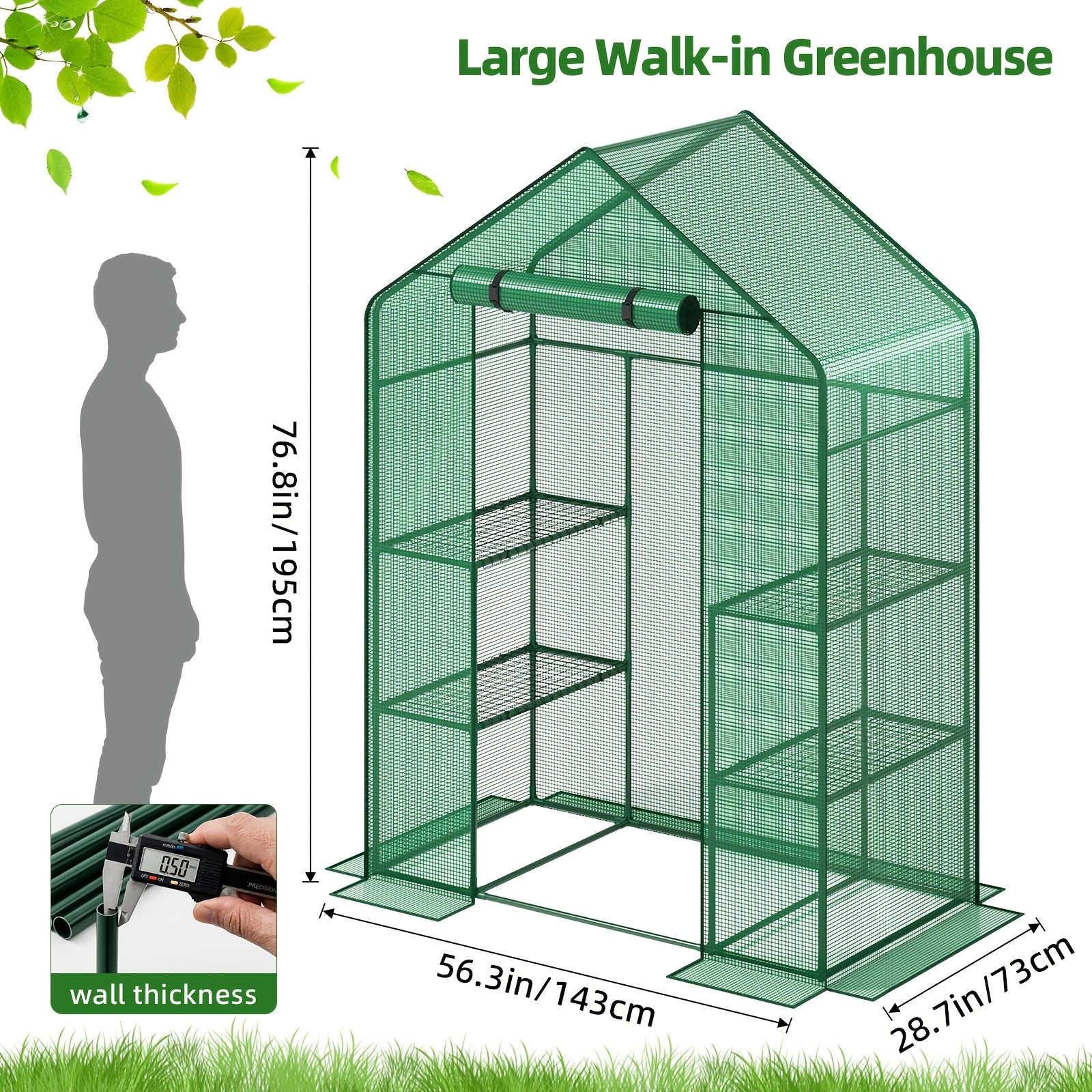 3/4-Layer Iron Framed Garden Greenhouse With PE Cover, Greenhouse For Indoor Outdoor, Small Plastic Plant Green House Rack Stand Portable Greenhouses With Durable PE Cover For Seedling, Ideal Gardening Deco, White/Green, For Halloween And Christmas