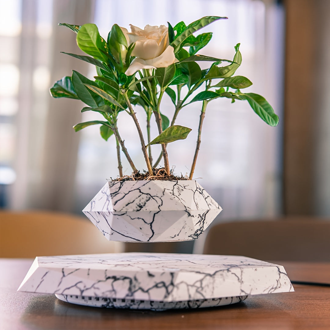 Floating Plant Container, Hovering Planter for Small Plants. Suspended Decoration for Home And Office. Magnetic Levitation Flower Pot, Distinctive Gifts for Christmas And New Year. Gardening Gift for Home Decor