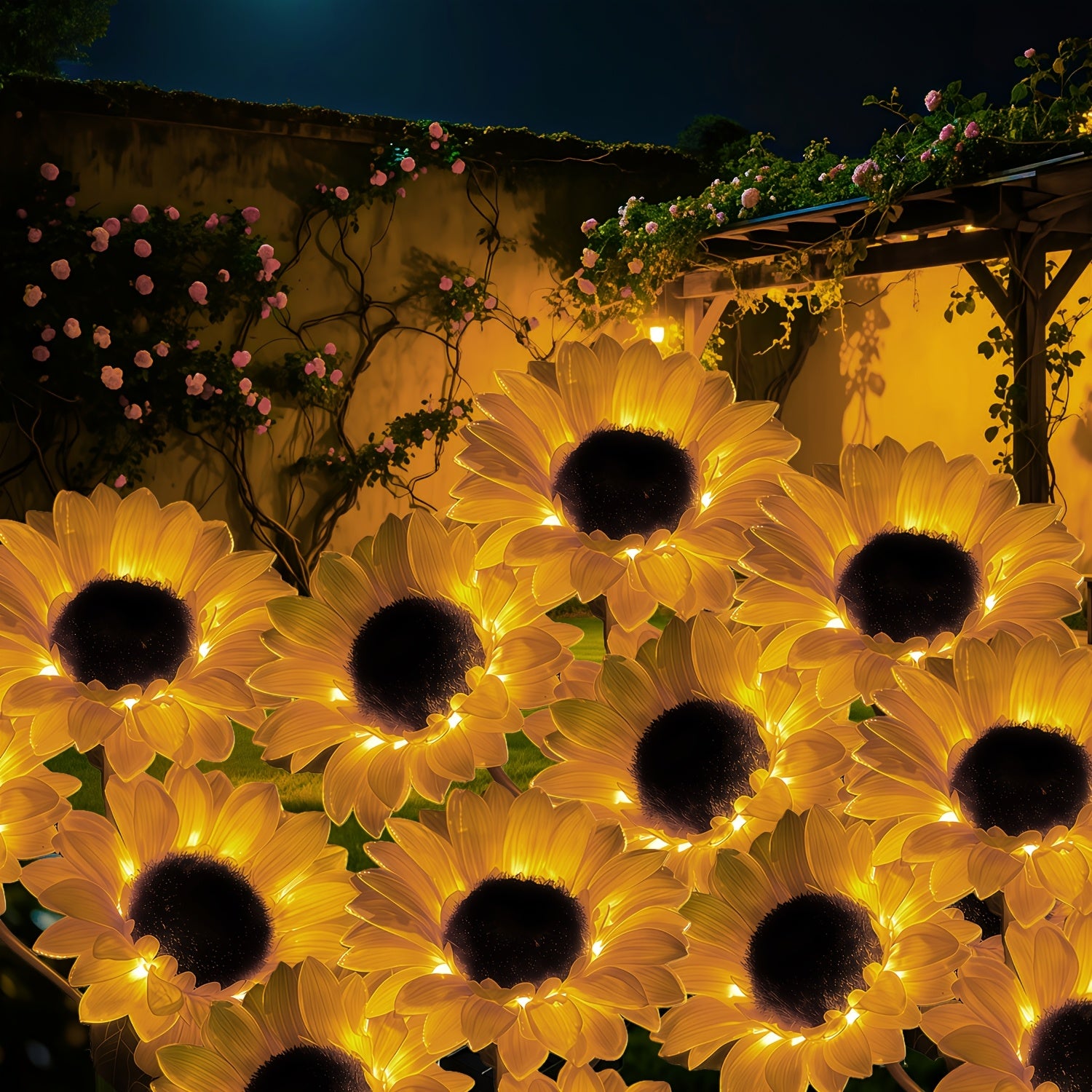 2/4 Pack Solar Sunflower LED Garden Light - Vibrant Yellow Flower Decoration, Durable ABS Material, Suitable For Labor Day, Mother'S Day, Thanksgiving, Christmas, Halloween, Terrace, Lawn, Courtyard, Path And Garden Decoration, IP65 Waterproof