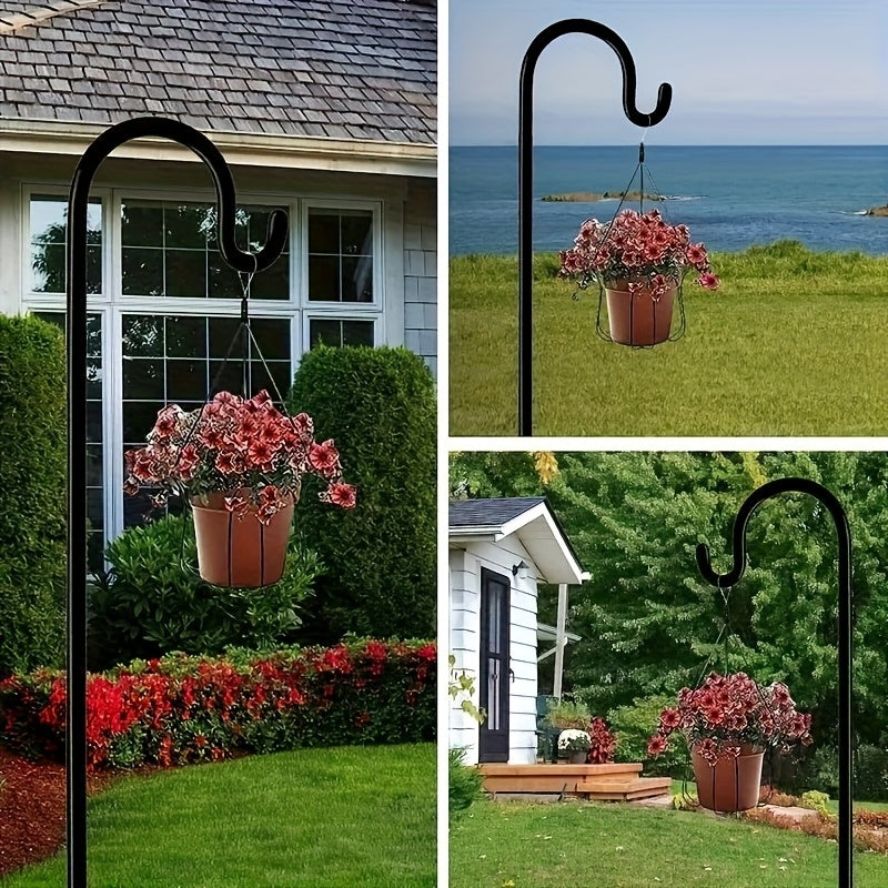 2 Outdoor Shepherd Hooks, Heavy-duty Bird Feeders with 5 Forked Bases, Adjustable Outdoor Shepherd Hooks, Garden, Wedding, Hanging Plant Bird Feeders, Anti-rust Metal, Easy to Install, Multi-functional Farmhouse Decoration