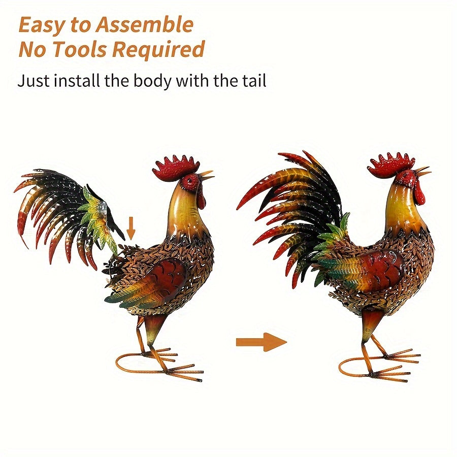 1pc Rustic Metal Garden Stake, Featuring a Farmhouse-Style Chicken Ornament Sculpture, Ideal for Outdoor Decor in Lawns, Gardens, Yards, And Farms, Perfect As a Housewarming Gift Or Home Decoration