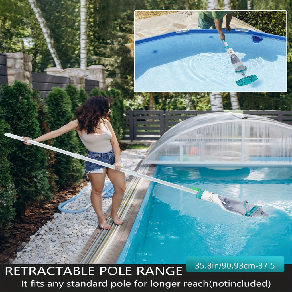 Cordless Pool Vacuum for Above Ground Pool 19.5 GPM, All-Angle Head&LED Display, Handheld Rechargeable Spa Vacuum Cleaner for Inground Pools for Hot Tub, IPX8, Leaves, Debris, Shallow Steps