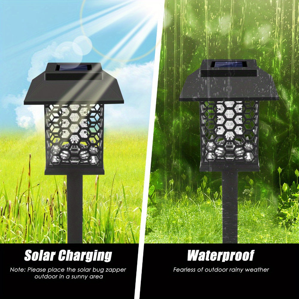 Solar Bug Zapper Outdoor 2/4 Pack Garden Mosquito Zapper IP44 Cordless Rechargeable Auto On/Off Flying Insect Zapper Mosquito Lamp Catcher Decorative Light for Patio