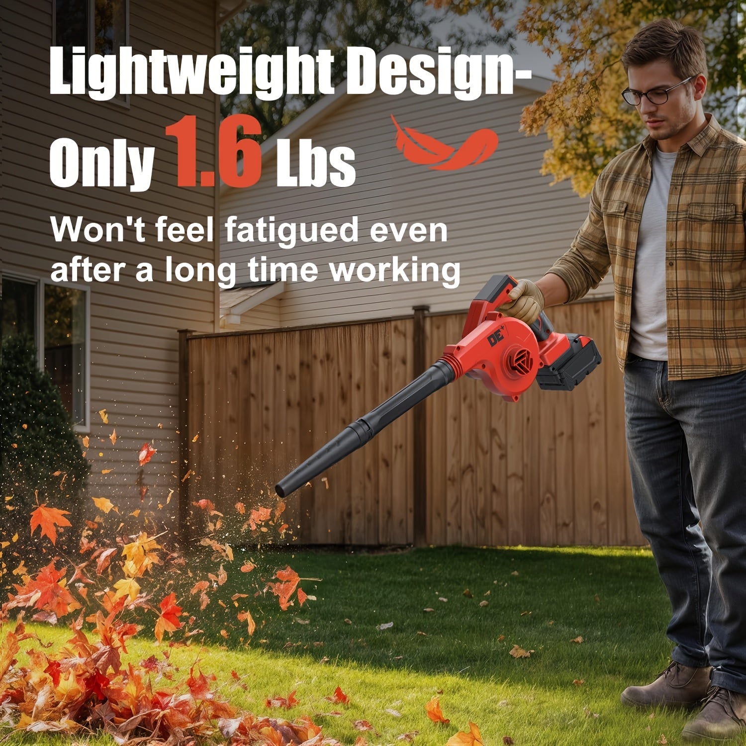 Portable Leaf Blower Vacuum, For 18V Red Battery System, Cordless 4 In 1 Turbo Blower Tool, 190 MPH Airflow, 600 CFM, 3 Speed Settings, Extended Tube, For Patio Yard Cleaning/Snow Removal/Lawn Care, (No Battery Included)
