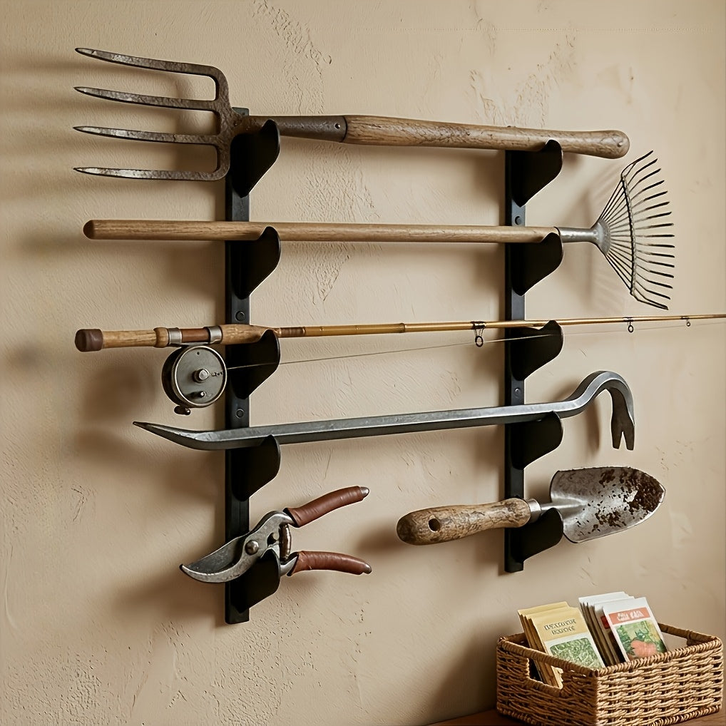 2pcs Heavy-Duty Wall Mount Tool Rack, Space-Saving Garden & Garage Tool Organizer For Shed, Warehouse & Home Use