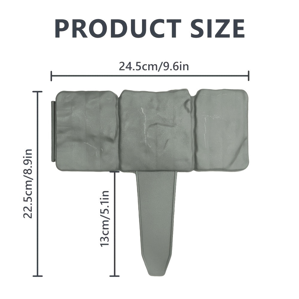 20/40pcs Outdoor Garden Fence, 40pcs Stone-Look Landscape Plastic Fence, Lawn And Garden Edging, Ground-Mounted | Multi-functional, Suitable for Outdoor Decoration, Lawn And Garden Partitioning, Vegetable Patches, Courtyards, And Garden Decoration