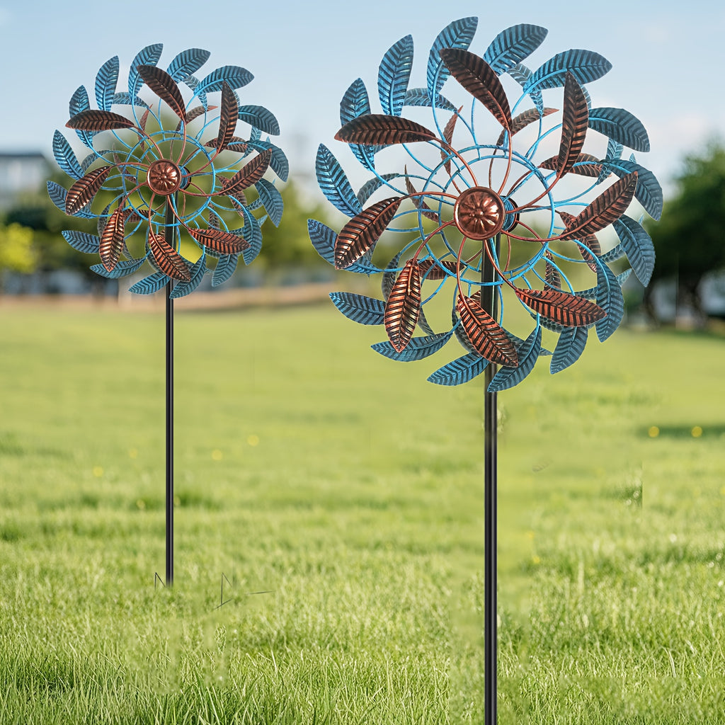 [Metal Leaf Wind Spinners] Yard Spinners Windmills for Garden, Art Wind Sculptures And Spinners, Wind Spinners Outdoor Metal Leaf Wind Sculptures And Spinners for Yard Garden Lawn Patio Decorations 63.4 Inch