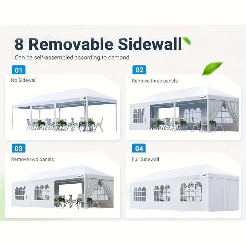 10'x30' Outdoor Canopy Party Wedding Tent Garden Gazebo Pavilion Cater Events -8 Removable Sidewalls
