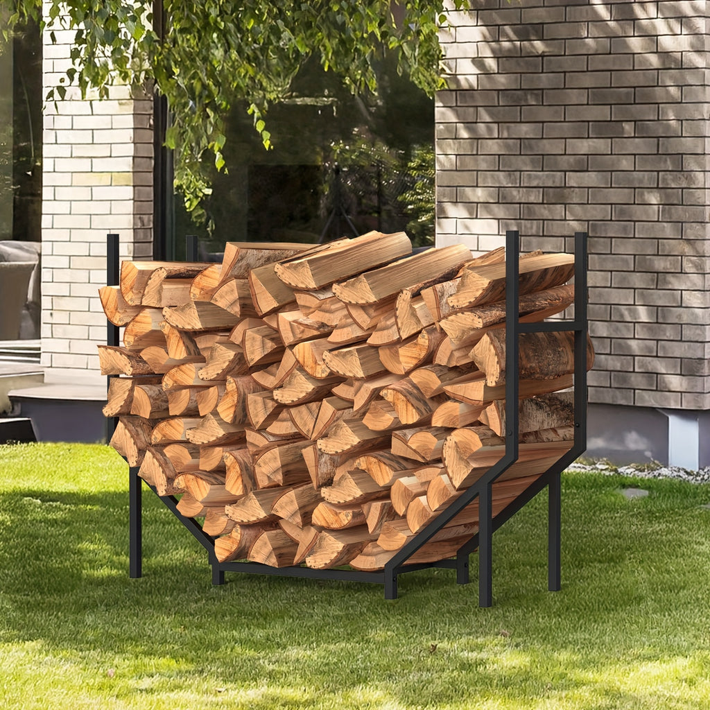 Heavy-Duty Adjustable Metal Firewood Rack - Large Capacity Outdoor/Indoor Log Holder with Sturdy A-Frame Design, Firewood Storage Stand for Fireplace, Wood Stacker Organizer for Patio,, Cabin, RV - Durable Black Metal, Firewood Rack Indoor, Firewood Stora