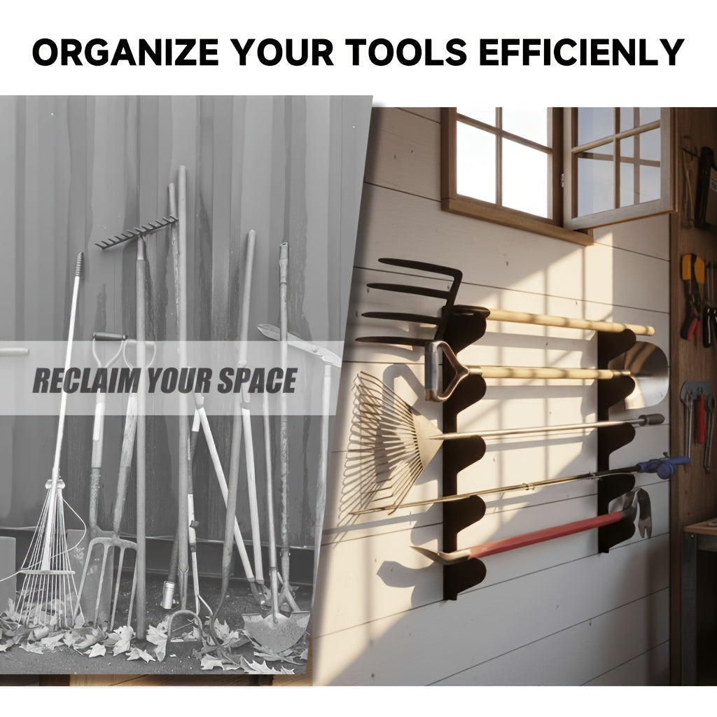 2pcs Heavy-Duty Wall Mount Tool Rack, Space-Saving Garden & Garage Tool Organizer For Shed, Warehouse & Home Use