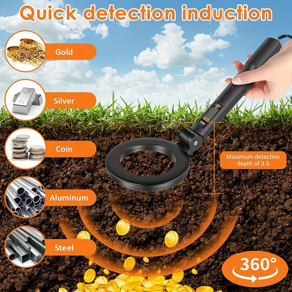 Portable Foldable Metal Detector with LCD Display & 3 Detection Modes - Lightweight ABS & Metal Frame, Coin/Golden/Jewelry Finder for Treasure Hunting, Airport Security, Lawn - for Coin/Golden/Jewelry Artifact Hunting