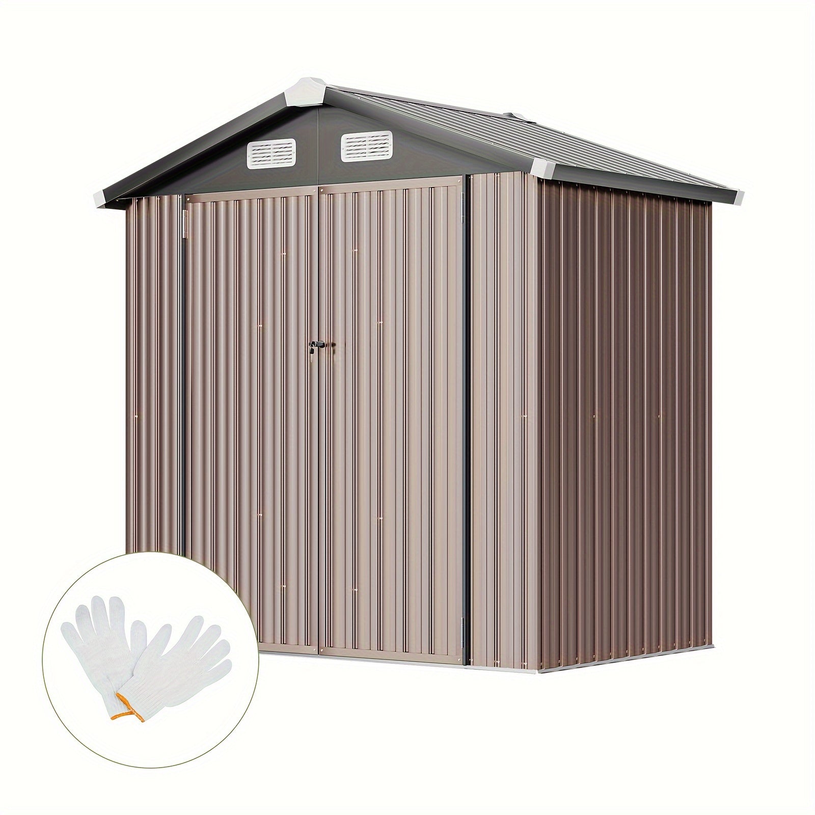 6X4 FT Outdoor Storage Shed, Metal Garden Shed with Lockable Doors, Sloping Roof, Ideal for Backyard, Patio, Poolside - Plastic, Tool, And Small Shed for Outdoor Storage
