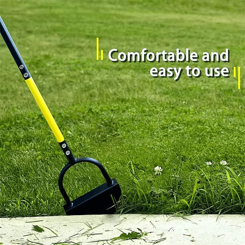 1 Manual Lawn Edging Scissors: Professional Edge Lawn Tool, Heavy Duty Steel Half Moon & Saw-Tooth Blade for Clean Borders, Long Handle Reduces Back Strain, Manual Edger Ideal for Garden Edges, Sidewalks, Flower Beds
