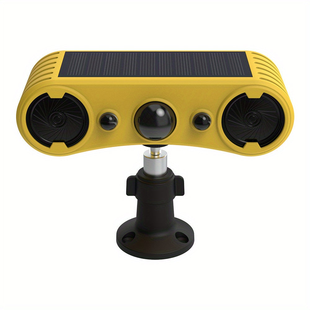 2025 Newest Solar Powered Soundwave Technology Animal Repeller - PIR Sensor and Red/ Blue Flashing Light, Multiple Sounds, Ideal for Repelling Squirrels, Dogs, Deer and More!