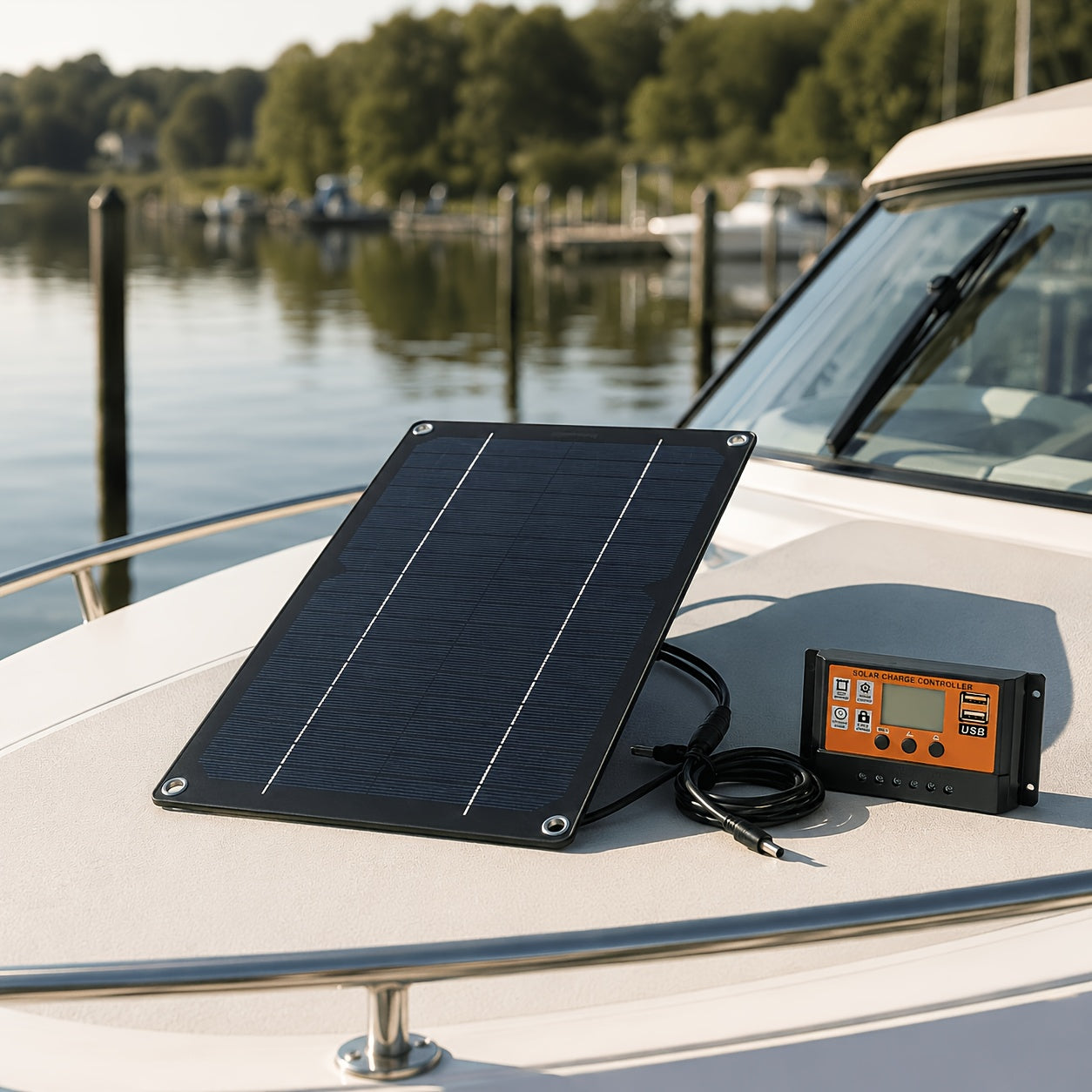 [Solar Panel Kit] Solar Panel Kit With 100A Charge Controller, Monocrystalline Silicon Solar Battery Charger With Extension Cable, Battery Clip, Suction Cups, 18V Solar Charger For RV, Camper, Van, Boat, Camping, Outdoor Travel, Farm, Garden, Emergency Po