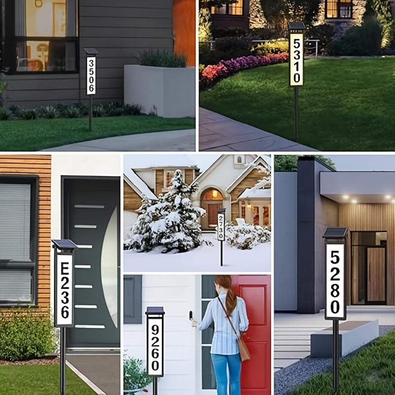 Solar-powered House Number Light, Ground-inserted Lawn Lamp, No Wiring Required, Automatically Lights Up At Night, Prominent Address Plaque, Suitable For Homes, Mailboxes, Factories, And Commercial Areas, Outdoor Christmas Garden-- IP44 Splash-proof