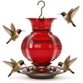 Auslar Hummingbird Feeder, Hummingbird Feeders For Outdoors Hanging, 21 Ounces Glass Hummingbird Feeder With 5 Feeding Stations, Spiral Shape Glass Bottle, Red - Garden Yard Decor Essential, Perfect Valentine'S Day & Mother'S Day Gift