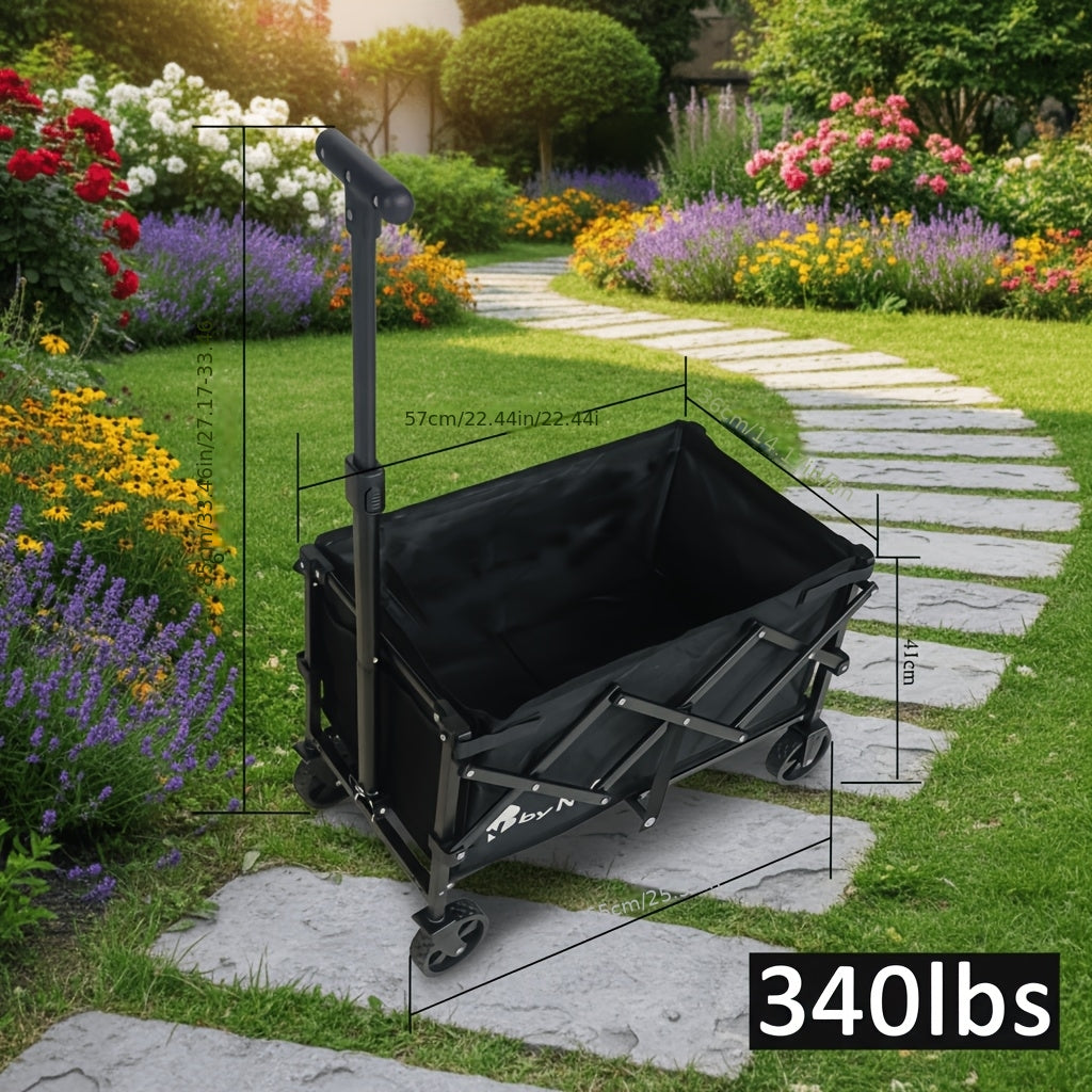 340lbs/440lbs/670lbs Heavy-Duty Large-Capacity -Terrain Folding Push Cart with Carbon Frame & Omni-Wheel Tires - Multi-Functional Portable Utility Cart Suitable for Camping, Gardening, Beach, Shopping, Tool Storage Rack, Sturdy Handle