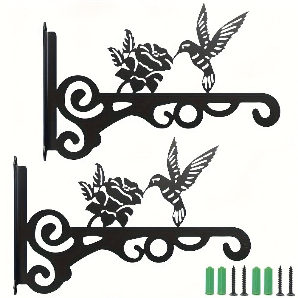 2pcs Wall Mounted Iron Flower Basket Wall Decoration Hanging Basket Flower Rack Hanging Flower Rack Living Room Balcony Green Plant Pendant