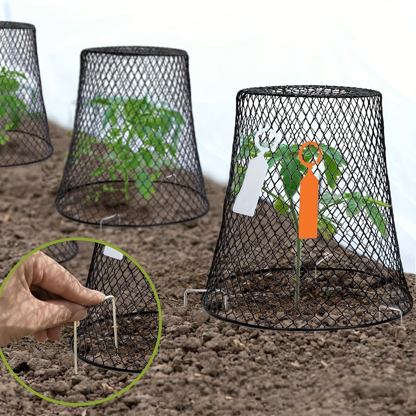 10pcs Chicken Wire Cloche Plant Covers Garden Netting Metal Heavy Duty Plant Protectors from Animals for Keeping Bunnies Chicken Squirrels Birds Other Out (9.13×9.13in)
