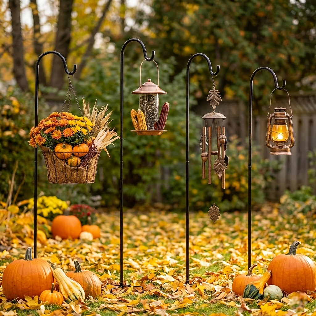 Shepherd Hooks for Outdoor, 2/4 Pack 63 Inch Bird Feeder Pole with 5 Prongs Base for Hanging Lantern, Hummingbird Feeder, Lightweight Plant, Shepherds Hook for Bird Feeders for Outside