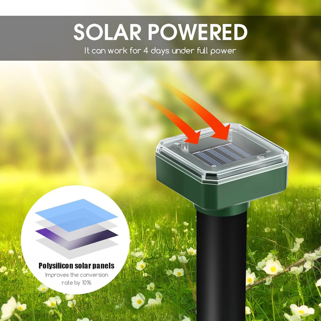 [Solar-Powered Repellent] Solar - Powered Soundwave Technology Repellent (8 - Pack, Upgraded): Repel Moles, Gophers, Voles and Insects in Your Yard with Repellent Spikes, Keep Burrowing Animals at Bay