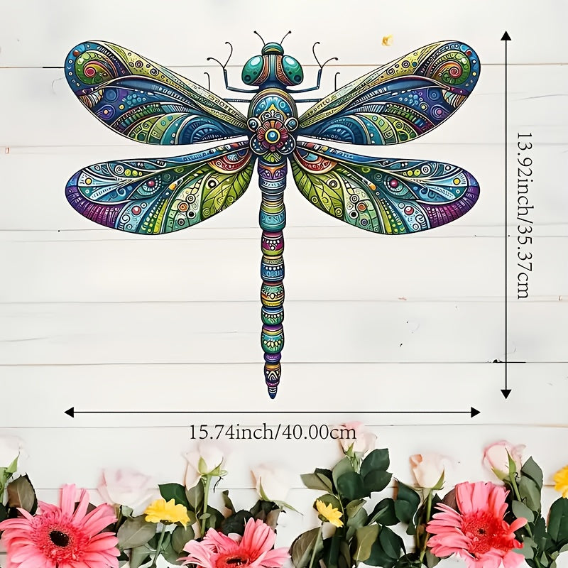 A Metal Dragonfly Relief, Meticulously Hand-Carved. It Features Three-Dimensional Wings And Compound Eyes, with Intricate Details. The Matte Black Background Enhances Its Depth