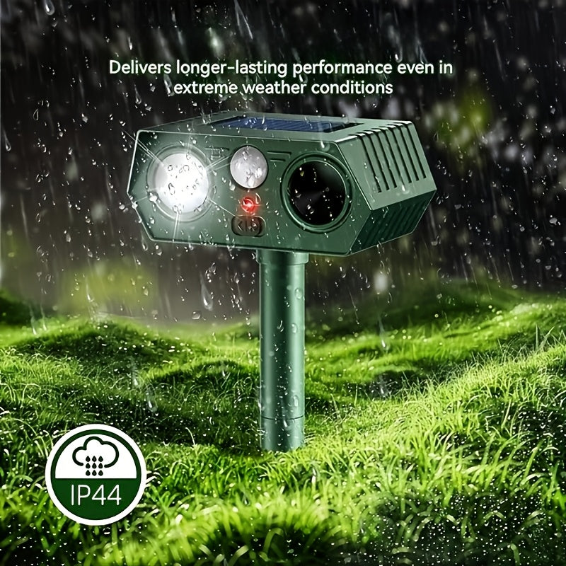 2pcs Solar-Powered Rodent Repellent Devices, Suitable for Outdoor Rodent Repellents, IP44, Equipped with PIR Motion Sensor And LED Flashlight. Squirrel Repellent Device, Suitable for Raccoons, Rabbits, Deer, And Skunks