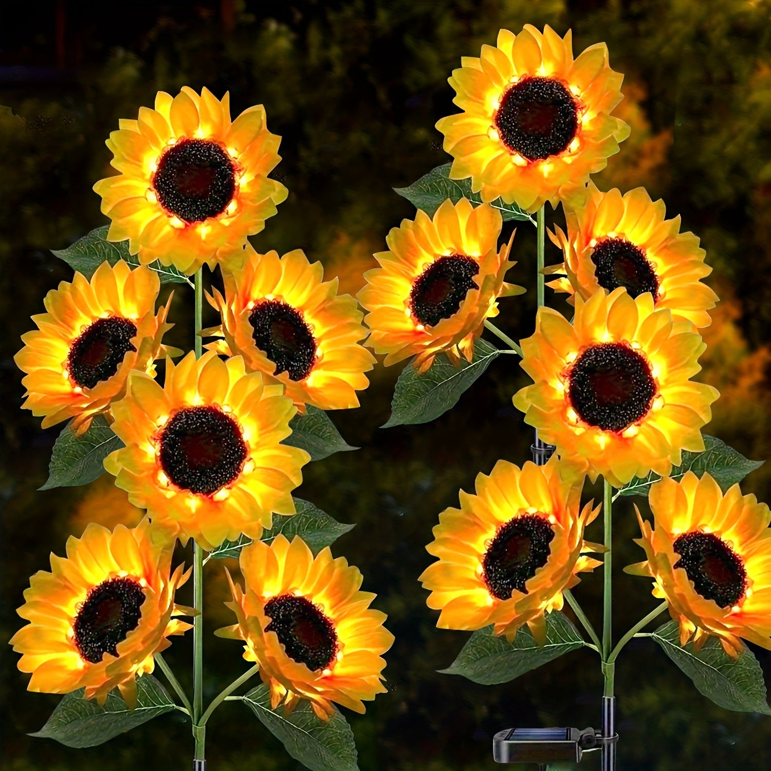 2/4 Pack Solar Sunflower LED Garden Light - Vibrant Yellow Flower Decoration, Durable ABS Material, Suitable For Labor Day, Mother'S Day, Thanksgiving, Christmas, Halloween, Terrace, Lawn, Courtyard, Path And Garden Decoration, IP65 Waterproof