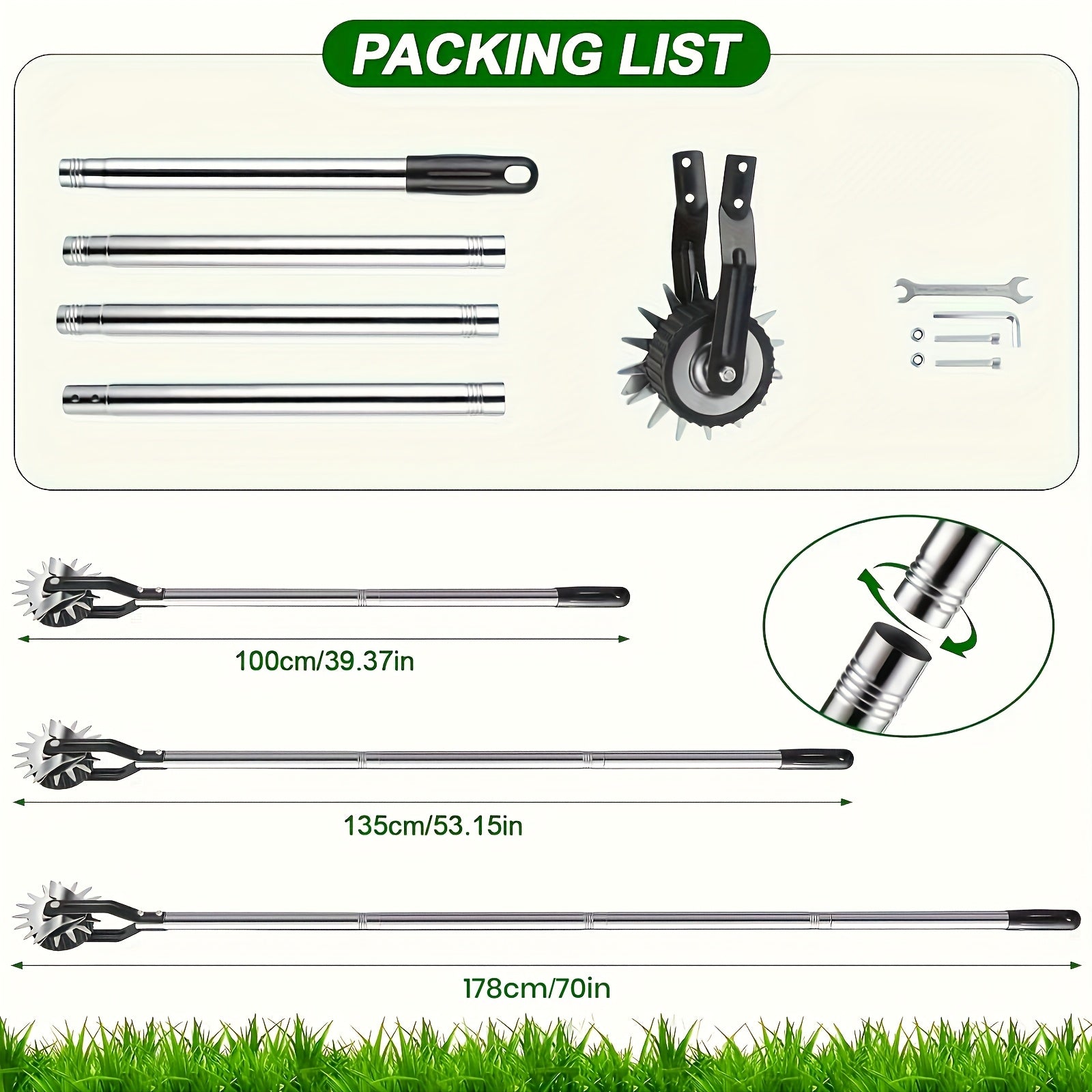 The Sakerplus Wheeled Lawn Trimmer - Features a 3/4 Stainless Steel Handle - And Is Designed for Manual Use - As a Rotary Lawn Edger - It Is Ideal for Yard Weeding And Sidewalk Trimming