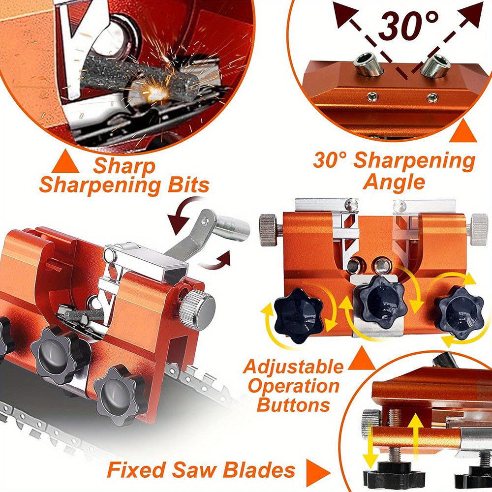 [Chainsaw Sharpeners] Set of 6 Enhanced Portable Chainsaw Sharpeners, Sturdy Chain Sharpening Clamp for Quick Manual Sharpening - Hand Crank Chain Grinder, Rust-Resistant Tool Perfect for Lovers And Professional Loggers