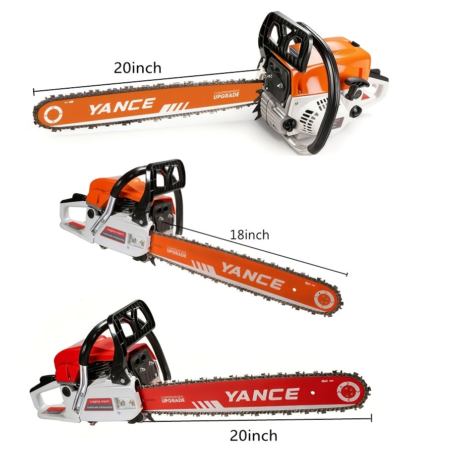Professional 62CC Gasoline Chainsaw 18/20 Inch Chain Powerful 2-Stroke Engine for Heavy Duty Wood Cutting Logging Farm Use Durable Quiet Safe with Anti-Vibration Handle Additions Included