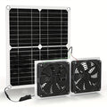 Solar Panel Fan Kit, Solar Fan, Chicken Coop Fan, 25W, 10ft Cable, Bi-Metal Enclosure, Dual Fan