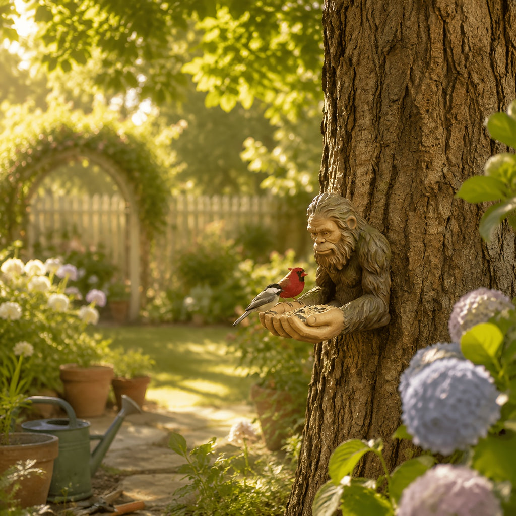 A Unique Small Bigfoot Bird Feeder, Specially Designed for Wild Birds, Featuring A Quirky Woodsman, Can Attract More Birds to Your Garden And Is Suitable for Durable Outdoor Use.