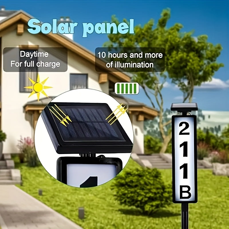 Solar-powered House Number Light, Ground-inserted Lawn Lamp, No Wiring Required, Automatically Lights Up At Night, Prominent Address Plaque, Suitable For Homes, Mailboxes, Factories, And Commercial Areas, Outdoor Christmas Garden-- IP44 Splash-proof